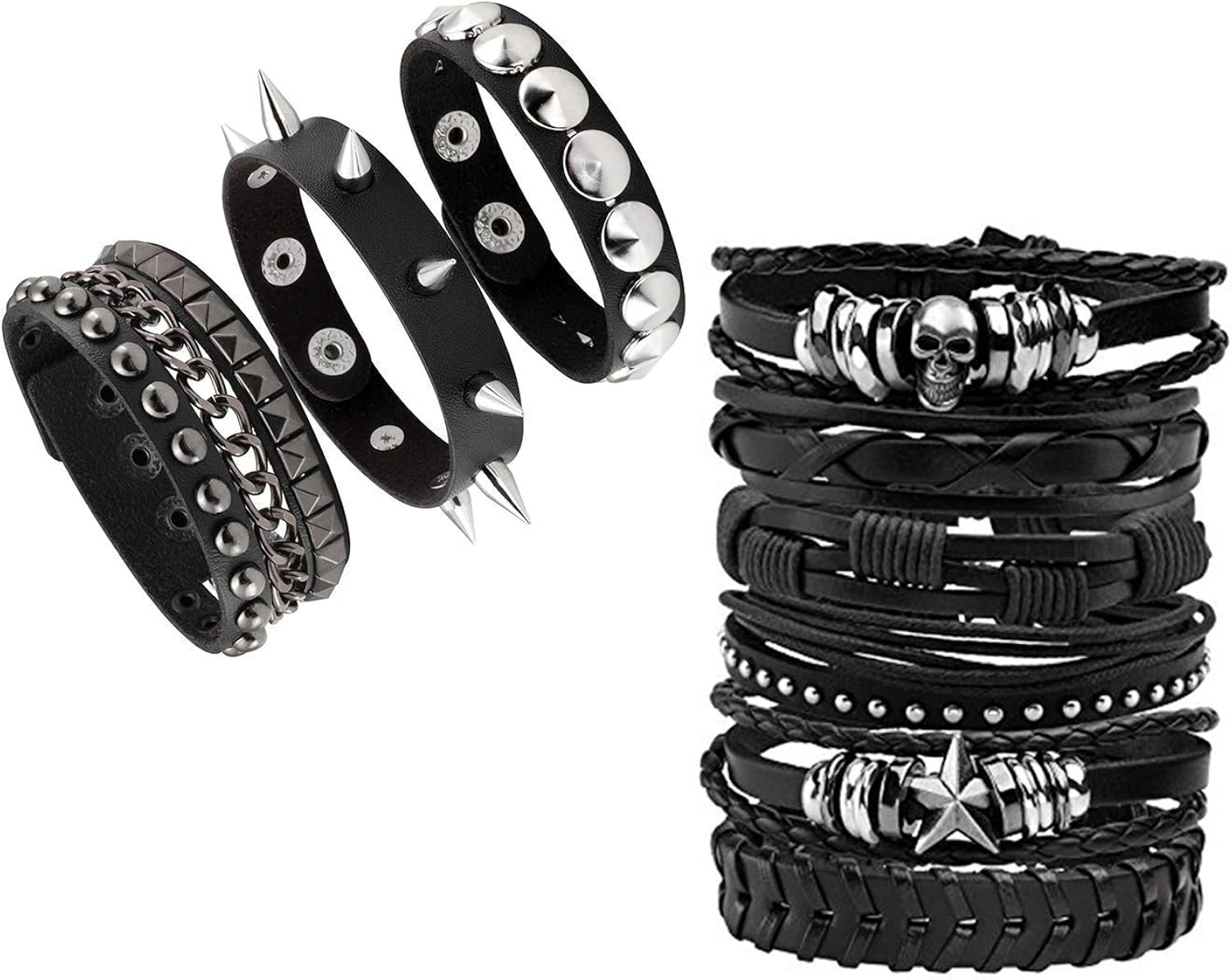 Collier Ras Du Cou Punk MILAKOO - Cœur Rivets Cloutés - Cuir PU - Ajustable 14-15.5 Pouces