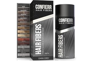 CONFIERR Hair Fibers for Men & Women (30 Grams, Dark Grey) - Fill In Fine or Thinning Hair, Instantly Thicker, Fuller Looking Hair