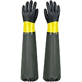 Full Arm Pond Gloves with Fleece lining Extra Long Waterproof Gloves for Pond Cleaning Care/Machinery Industry 30-inch