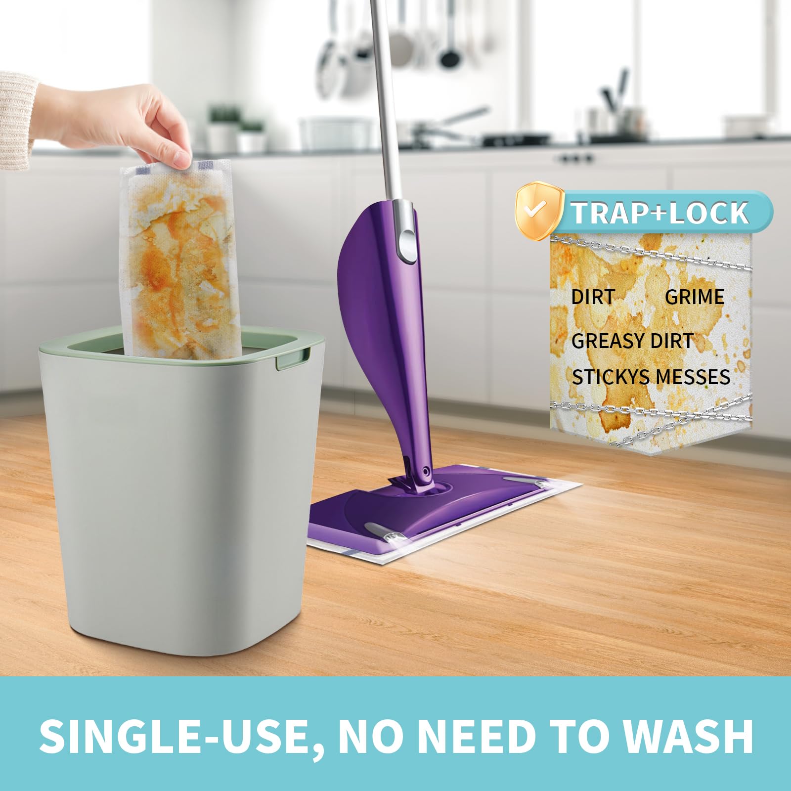 AIR U+ Disposable Mop Pad Refills for Swiffer Wet Jet Mops, Thickned and Absorbent Wet Pads Refill, 30 Count