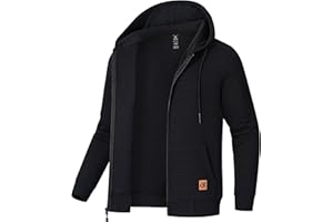 Satankud Men's Jacquard PlaidCloth Lightweight Zipper Hoodie Sweatshirt Jacket