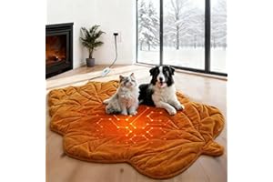 Vagascape Extra Large Dog Heating Pad Waterproof Electric Heated Cat Beds for Indoor Outdoor, Adjustable Temperature,Washable Yellow Leaf Shaped Cat Heating Pad Non Slip Bottom(57"X47")