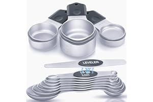 BANANABAY Magnetic Measuring Cups and Spoons Set-Heavy Duty 304 Stainless Steel,Measuring Cups & Spoons Set U.S. & Metric Marks,Dishwasher Safe for Precision Cooking & Baking, Set of 15 with Leveler