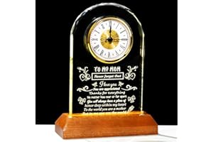 Arikyrist Unique Gifts for Mom from Daughter Son Best Mom Crystal Clock with Wooden Light Base for Birthday Mother's Day Valentine's Day Thanksgiving Christmas