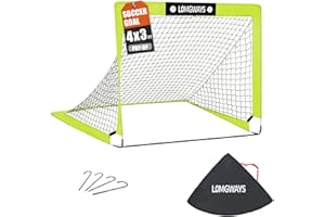 LOMGWAYS Soccer Goal – Foldable Frame Net for Kids + Youth – Indoor + Outdoor Soccer Goal with Carry Bag – Easy Setup – Multiple Sizes for Practice & Games