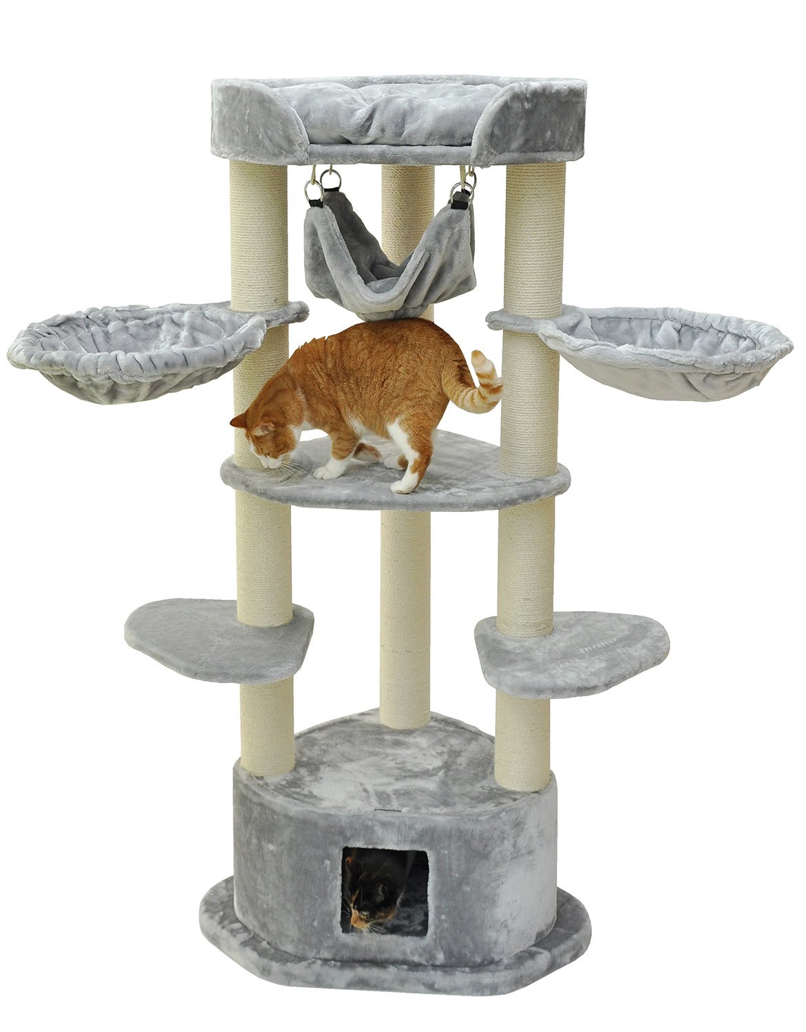Taoqimiao XXL Kratzbaum Für Große Katzen – Bis 9 Kg, 200 Cm Hoch | Mit 2 Schlafplätzen, 8 Kratzstämmen & Spielzeug