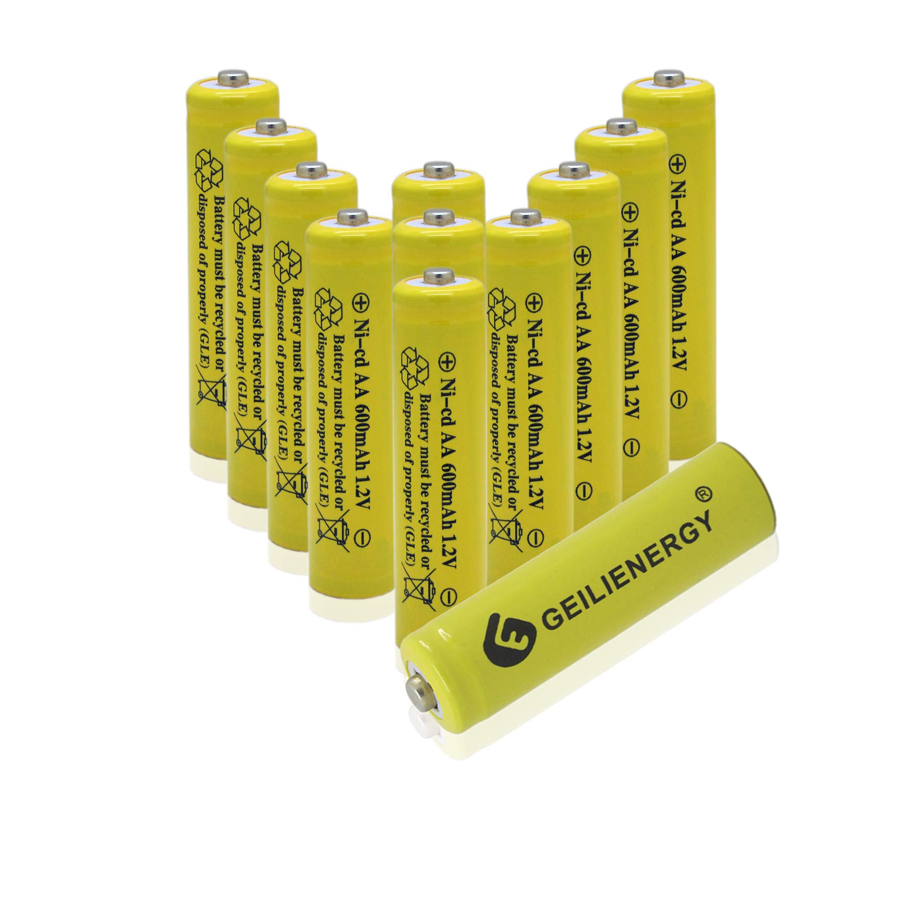 GEILIENERGY AA Size NiCd AA 600mAh 1.2V Rechargeable Battery For Solar Lamp Solar light(Pack of 12)