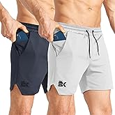 BROKIG 2 Pack Men's Inzip Lightweight Gym Shorts, 5" Quick Dry Sport Workout Athletic Running Shorts Men Zip Pocket