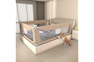 MagicFox Bed Rails for Toddlers, Extra Tall Specially Designed for Twin, Full, Queen, King Size - Safety Bed Guard Rails for Kids (One Side 74.8" x 27", Khaki)
