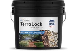 Superclear TerraLock Mulch Glue for Landscaping, 5 Gallon Rock Glue. Easy Spray, Easy Hold. Perfect for Mulch, Pea Gravel Large & Small, Rock, Straw and Stone, Pega para Piedras de Jardin