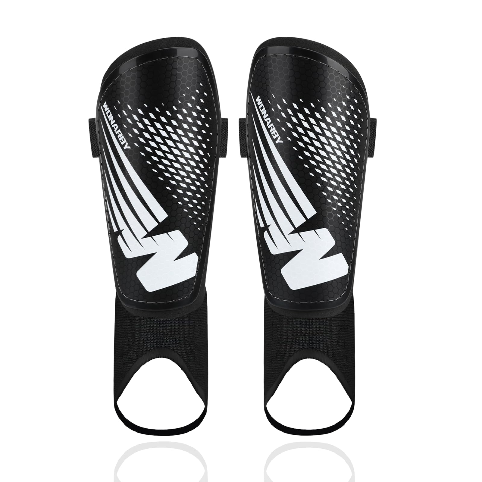 Shin Guards Soccer Youth Kids - Shin Guard for Toddler Boys Girls Teenagers 2-18 Years Old with Ankle Sleeves Protection - Football Shin Pads Equipment with Adjustable Strap - Black,M