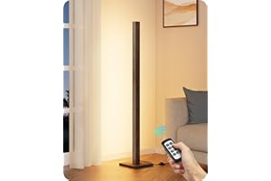 EDISHINE Wooden LED Corner Floor Lamp with Remote, Minimalist Dimmable Atmosphere Light, Modern Standing Mood Lighting for Li