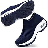 STQ Walking Shoes Women Slip on Sneakers Non Slip Work Arch Support Tennis Plantar Fasciitis Orthopedic Breathable Mesh Comfortable Ladies Nursing