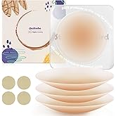 Quikobo 2 Pairs Nipple Covers for Women with Storage Board, Silicone Reusable Sticky Nipple Pasties Ultra-Thin, Invisible