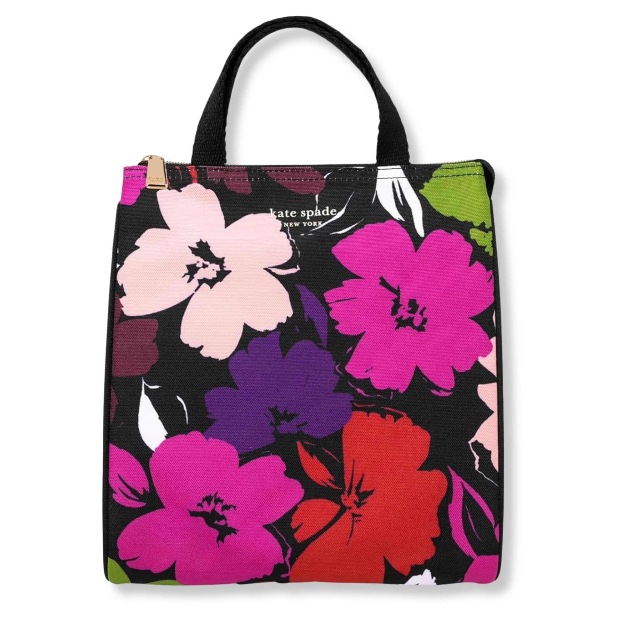 Kate Spade New York Cute Lunch Bag for Women, Large Capacity Lunch Tote, Adult Lunch Box with Silver Thermal Insulated Interior Lining and Storage Pocket (Painterly Blooms)