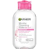 Garnier Micellar Water, Facial Cleanser &amp; Makeup Remover, 3.4 Fl Oz | All-in-1 Hydrating Cleanser, No Rinse Formula, Suitable for Sensitive Skin, Vegan &amp; Cruelty Free