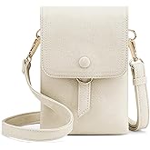 Kiss Sea Shoulder Handbag for Women PU Leather Cell Phone Bag Multi-Compartment Wallet Purse for Essentials Beige