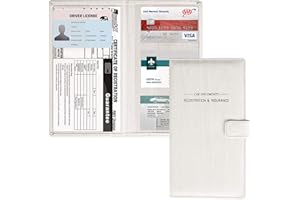 GNEGNI Leather Car Registration and Insurance Card Holder, Auto Truck Document Holder Vehicle Glove Box Paperwork Organizer Wallet with Magnetic Closure for License, Cards & Essential Documents