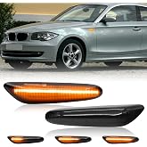 AUYICH Front Sequential LED Side Marker Turn Signal Lights Compatible with 2003-2013 E60 E61 E90 E91 E92 E93 E81 E87 E82 E88 E83 X3 328i 325i 135i 128i 325xi (Amber Light,Smoked Lens)