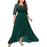 Miusol Women's Plus Size Elegant Ruffle Floral Lace Bridesmaid Maxi Dress
