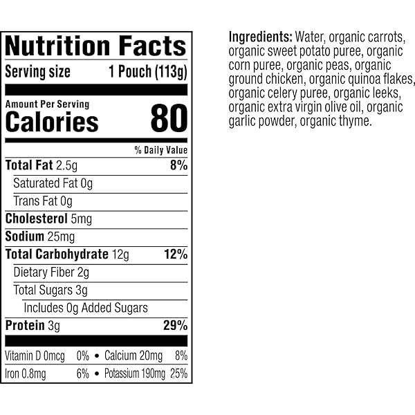 PLUM ORGANICS STAGE 3 ORGANIC BABY FOOD – CARROT, SWEET POTATO, CORN, PEA, AND CHICKEN – 4 OZ POUCH – ORGANIC BABY FOOD POUCH