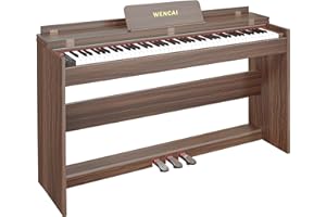 WENCAI 88 Key Fully Weighted Digital Piano Keyboard, 88 Keys Hammer Action Electric Pianos, Wooden Classic Upright Electronic Piano for Beginner, Professional with Triple Pedal (Sub-brown)