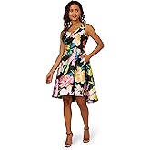 Adrianna Papell Womens Printed Mikado Short Dress