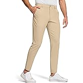 SERAMY Men's Golf Dress Pants 30" Inseam Stretch Skinny Tapered Lightweight Breathable Chino Trousers with Pockets for Casual Work Light Khaki 38