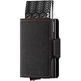 VULKIT Credit Card Holder RFID Blocking Leather Automatic Pop Up Wallet Magnetic Wallet Double Card Case for Men and Women