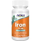 NOW Supplements, Iron 18 mg, Non-Constipating*, 120 Veg Caps