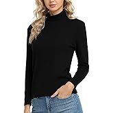 CUNYI Women's Turtle Neck Shirt Long Sleeve Thermal Tee Cotton Tops for Women