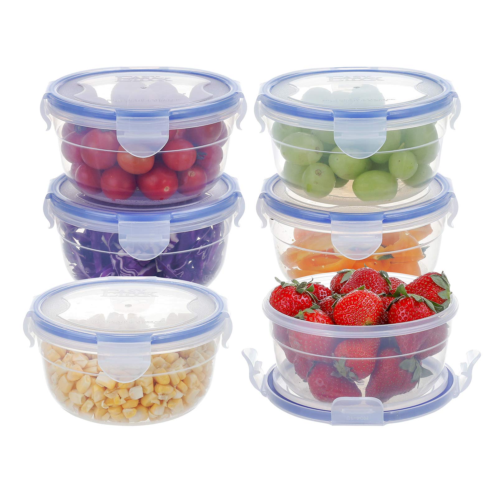 Photo 1 of KIGI 6 PACK 10oz Plastic Round Bowls with Lid Airtight Food Storage Container Set Small Meal Prep Containers Bento Box