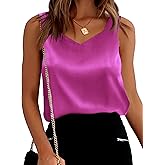 Plilima Womens Satin Tank Tops V Neck Camisole Tops for Women Dressy Casual Blouses Sleeveless Silk Shirts