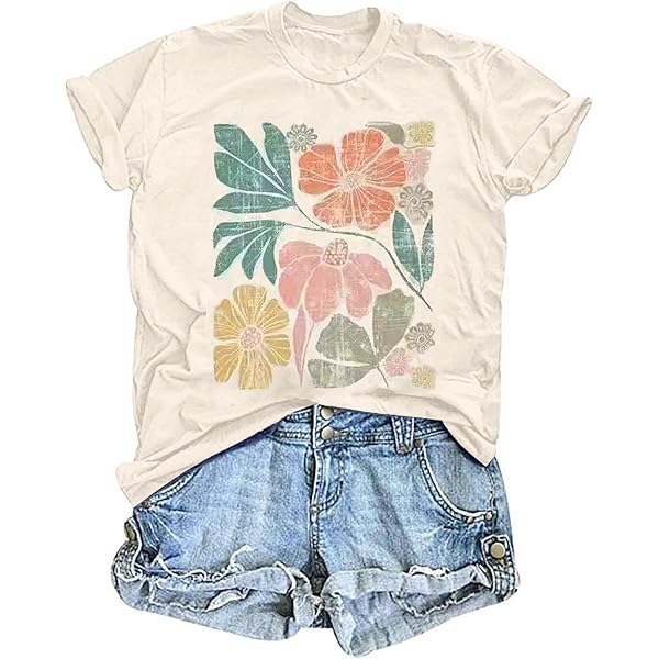 Njoeus Oversized Tshirts For Women Tops For Women Trendy Linen Shirts Women Women S Fashion Print Tees Casual Crew Neck Raglan Short Sleeve Loose T Shirt Cot