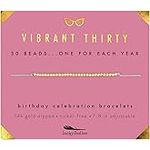 Lucky Feather 30th Birthday Gifts for Women | 30th Birthday Bracelet 14K Gold, Silver, Rose Gold Dipped Beads on Adjustable Cord | gifts for women birthday unique | Vibrant thirty