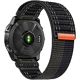 Abanen Lightweight Nylon Sport Loop Watch Band for Garmin Fenix 8 51mm / epix Pro 51mm/ Instinct 3 50, QuickFit 26mm One-piece Design Wrist Strap for Instinct 2X / Enduro 3/ Fenix 7X/6X/ 5X