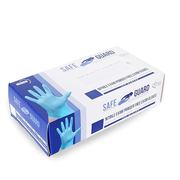 SAFEGUARD NITRILE DISPOSABLE GLOVES, POWDER FREE, FOOD GRADE GLOVES, (SYNCHKG082507), BOX, LARGE (100 COUNT)