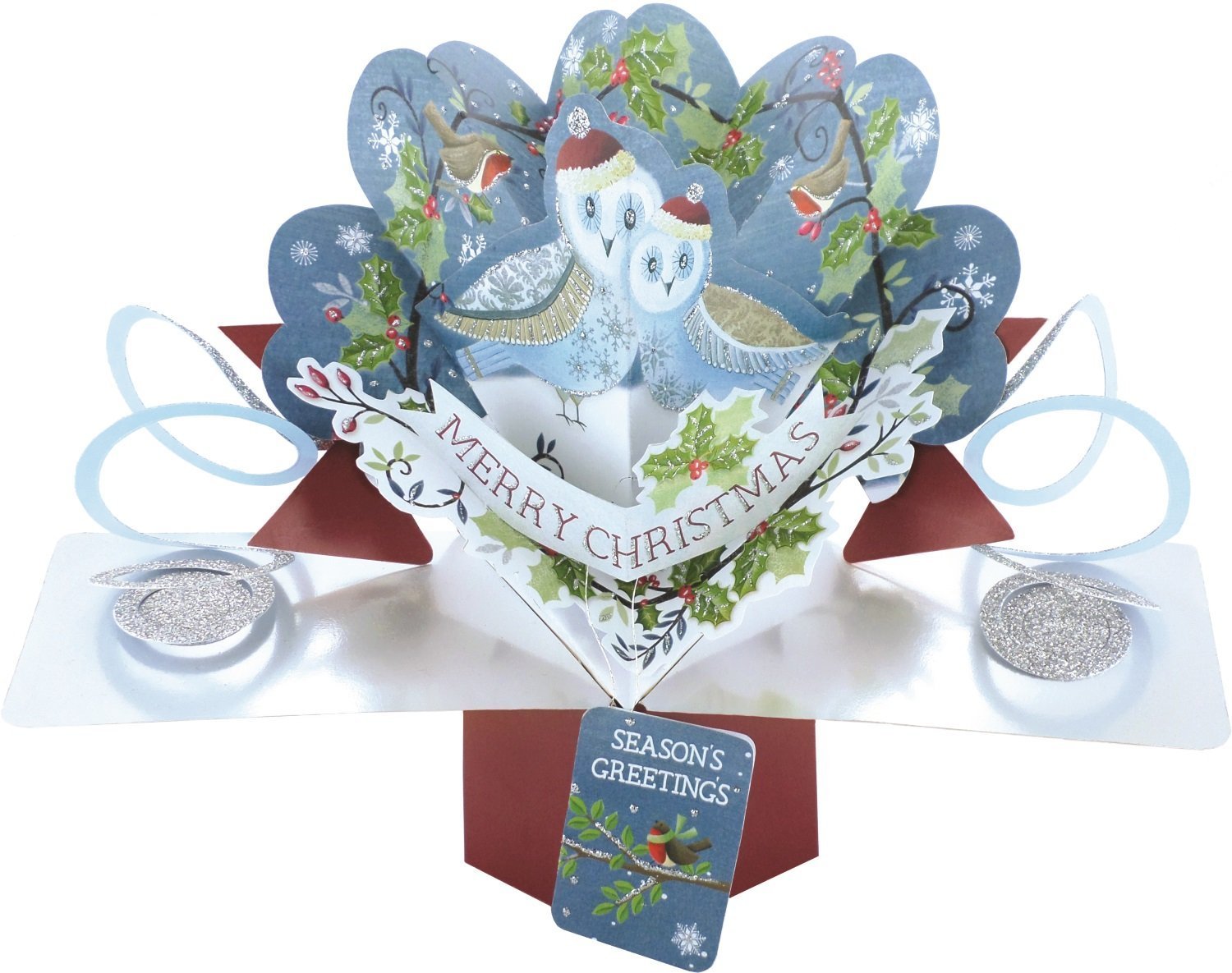 Second Nature Christmas Pop Up XPOP040A Owls Christmas Pop Up Card