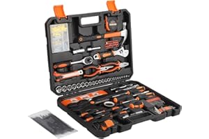 TackView 247-Piece Tool Set, General Home & Auto Repair Kit, Mixed Hand Tools with Plastic Toolbox