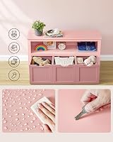 VASAGLE Toy Storage Unit Candy Pink 3 Drawers Wardrobe with Wheels 60 cm view 6