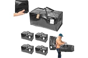 ‎CHVEGLUZ CHVEGLUZ 4 Packs Moving Bags Heavy Duty Extra Large,Storage Bags with Zipper&Handles, Sturdy&Durable Clothes Storage Bags Totes for College Dorm Essentials, Moving Boxes for College Supplies, Black