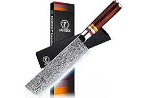 FANTECK 7" Nakiri Knife,Vegetable Meat Cutting Knife,Pro Kitchen Knife Damascus VG10 67-layer Stainless Steel Extra Sharp Che
