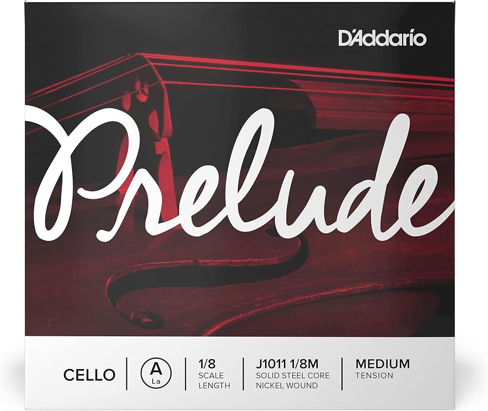 D Addario Prelude 1/8 Cello String A, Medium Tension, Solid Steel Core