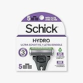 Schick Hydro Ultra Sensitive 3-Blade Razors for Men Refills, 5 ct | Mens razor blades refills, Moisturizing Hydro Gel, Protective guards for sensitive skin, For ingrown hair prevention