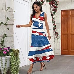 CHRATLHI 4th of July Dress Women Summer Red White