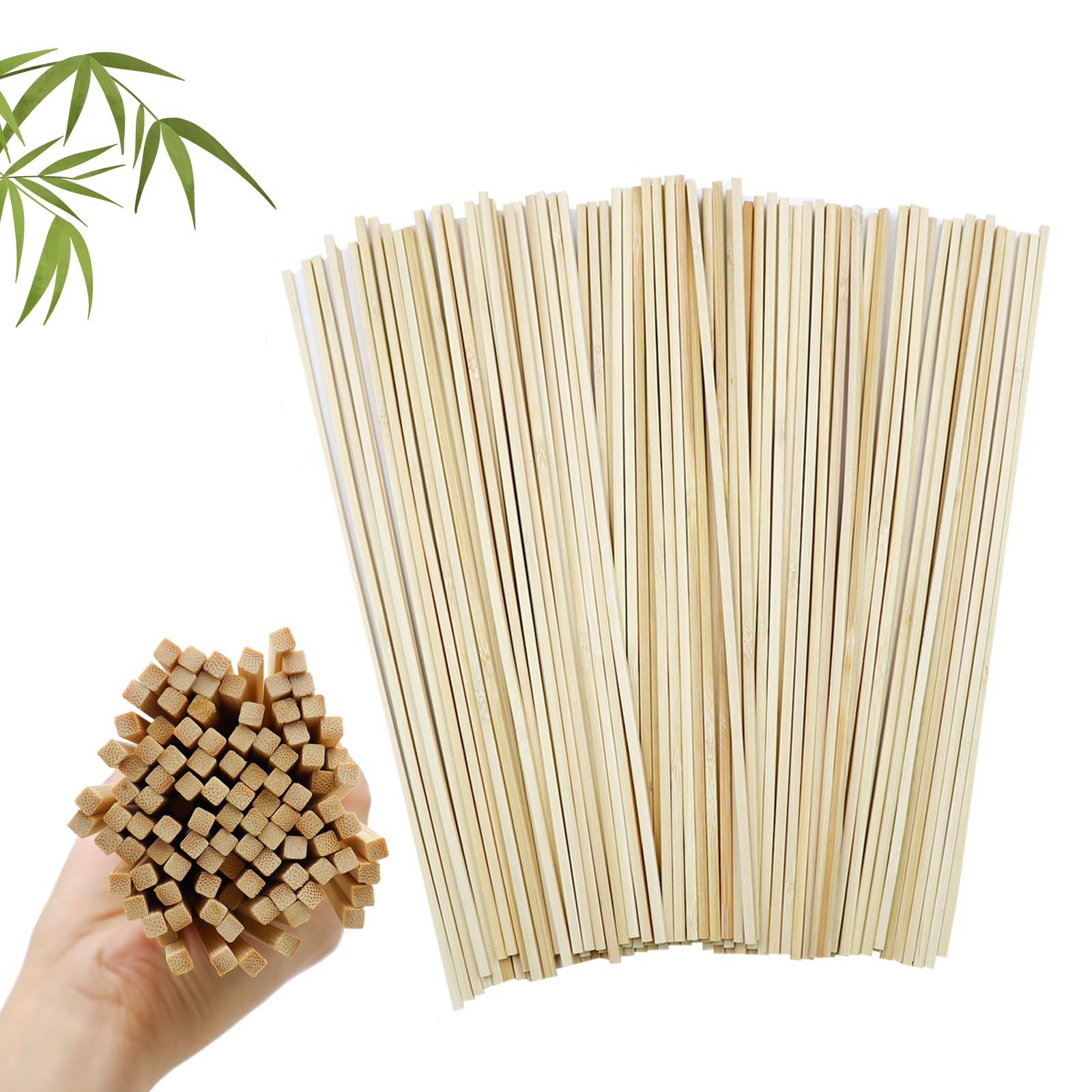 OMJMYY 100pcs Wood Dowels 300 x 4mm Square Craft Sticks for DIY Craft Projects, Modeling, Art, Sculpture and Home Decoration