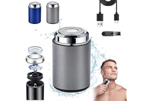 DENIR BONEE Mini Electric Shaver, Portable Mini Electric Shaver, Pocket Size MiniElectricShaver for Men, USB Rechargeable Waterproof ShaverElectric Beard Trimmer for Home, Car, Office, Business Trip (Gray)