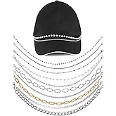 9 Pcs Trucker Hat Chains Charms for Women Man Bill Decoration DIY Pearl Metal Chains for Mesh Baseball Cap