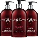 Baylis &amp; Harding Liquid Hand Soap Wash with Dispenser, Black Pepper &amp; Ginseng for Men, 16.9oz/500ml (3-Pack)
