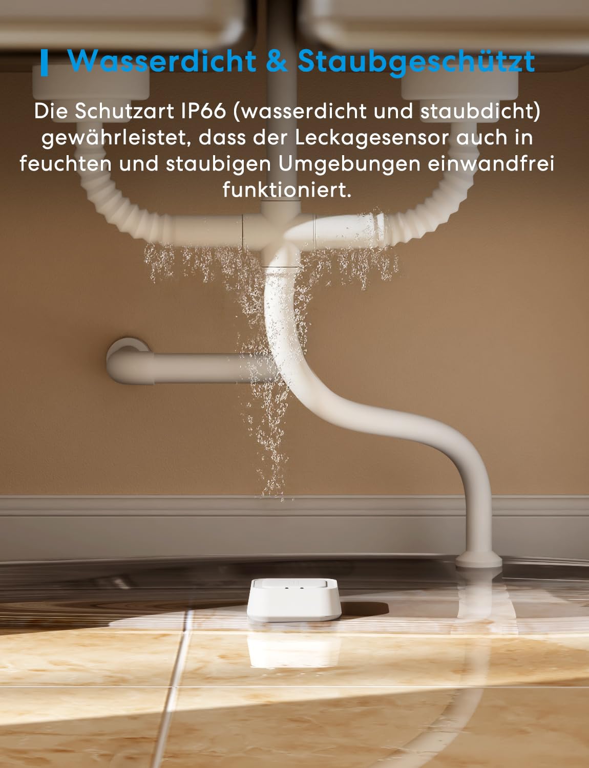 Meross Smart Wassermelder mit Hub MSH400 | Wasserlecksensor WLAN 0,3 mm Erkennung | bis 100dB Sensor & APP & Hub-Alarm | Smart Wasseralarm Melder für Küche, Badezimmer, Keller | Batterie für 3 Jahre 4